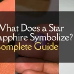 A collage of hands holding various natural star sapphire cabochons showing distinct six-ray asterism stars, overlaid with title text reading "What Does a Star Sapphire Symbolize? A Complete Guide".